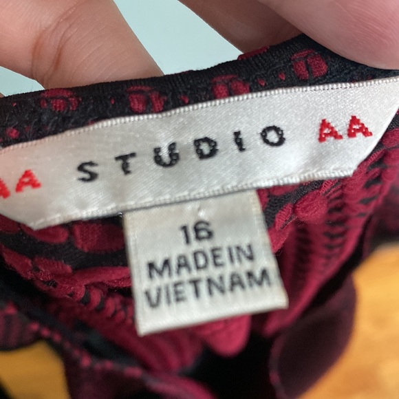 Studio Red & Black Colorblock Dress sz 16 - Picture 4 of 4